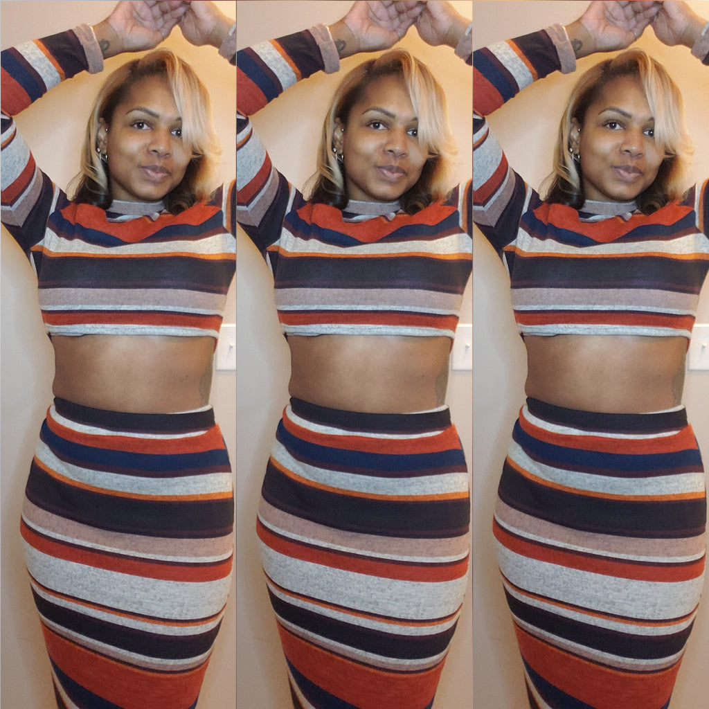 Chase me-midi knit skirt set